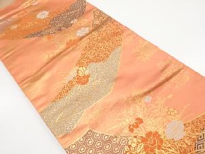 短冊に古典柄・花模様織り出し名古屋帯